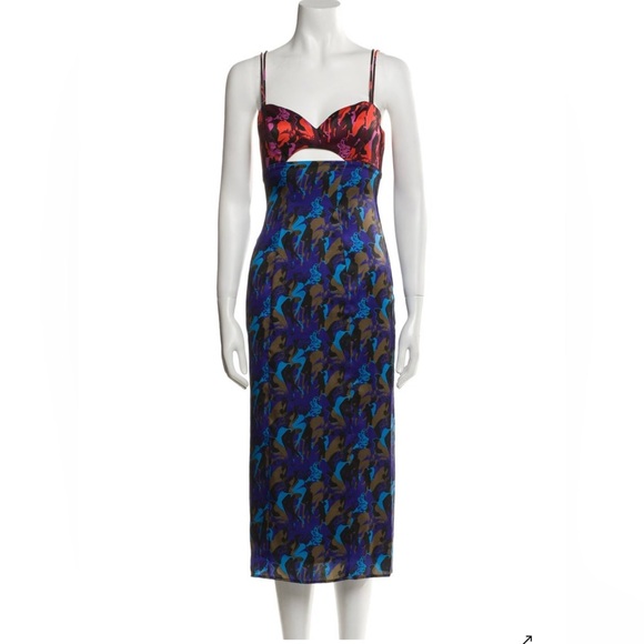 STAUD Red and Blue Midi Dress - Picture 1 of 4